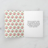 Carte De Remerciements Pink Roses with Foliage Birthday (Intérieur)
