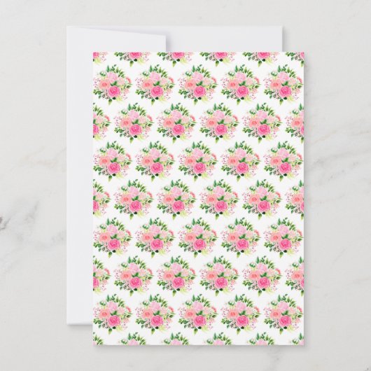 Carte De Remerciements Pink Roses with Foliage Bridal Shower (Dos)