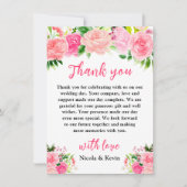 Carte De Remerciements Pink Roses with Foliage Wedding (Devant)