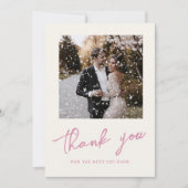 Carte De Remerciements Pink Script dessiné à la main photo Mariage tendan (Devant)