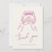 Carte De Remerciements Pink Script manuscrit Mariage tendance voiture (Devant)