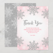 Carte De Remerciements Pink Silver Winter ONE derland Anniversaire (Devant / Derrière)