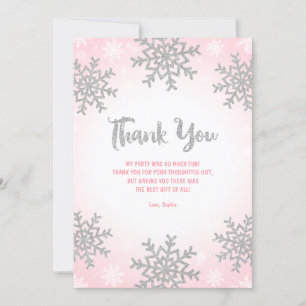 Carte De Remerciements Pink Silver Winter ONE derland Anniversaire