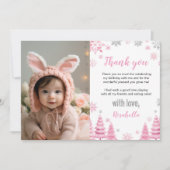 Carte De Remerciements Pink Snowflake hiver Anniversaire Photo (Devant)