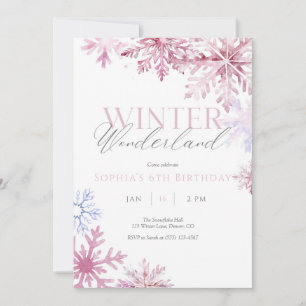 Carte De Remerciements Pink Snowflake Winter Wonderland Anniversaire Invi