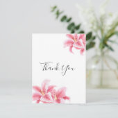 Carte De Remerciements Pink Stargazer Lys Aquarelle (Debout devant)