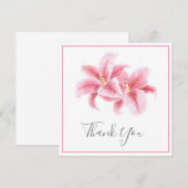 Carte De Remerciements Pink Stargazer Lys Aquarelle (Devant / Derrière)