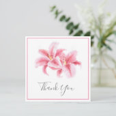 Carte De Remerciements Pink Stargazer Lys Aquarelle (Debout devant)