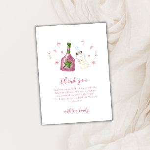 Carte De Remerciements Pink Sweet Poppin Champagne Bouteilles Baby shower