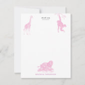 Carte De Remerciements Pink Toile Jungle Animaux Safari Chinoiserie (Devant)