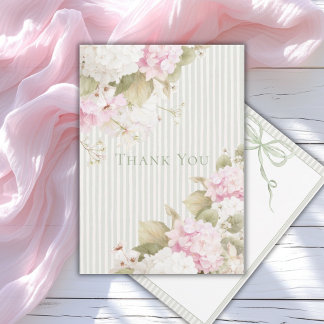 Carte De Remerciements Pink White Hydrangeas Sage Green Bridal Shower