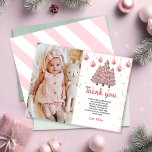 Carte De Remerciements Pink Winter Christmas Tree Photo Anniversaire<br><div class="desc">Pink Winter Christmas Tree Anniversaire Photo Carte de remerciements</div>