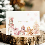 Carte De Remerciements Pink Winter Wonderland Baby shower<br><div class="desc">Envoyez une gratitude sincère avec ce carte de remerciements enchanteur Pink Winter Wonderland, qui présente des modèles d'hiver délicieux comme des hommes en pain d'épice, des flocons de neige et des ornements de Noël festifs. Une façon parfaite d'ajouter une touche magique, hivernale à votre événement de baby shower ou de...</div>