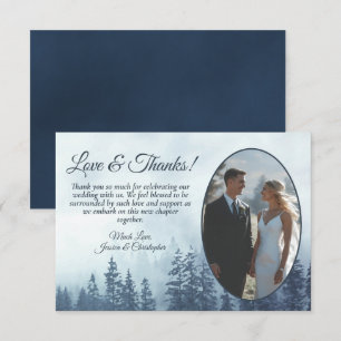 Carte De Remerciements Pins de Montagne Bleu Arbres Mariage rustique Phot