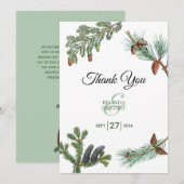 Carte De Remerciements Pins rustiques Mariage de verdure forestière (Devant / Derrière)