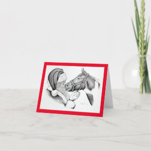 Carte De Remerciements Pinto Horse et Santa Claus