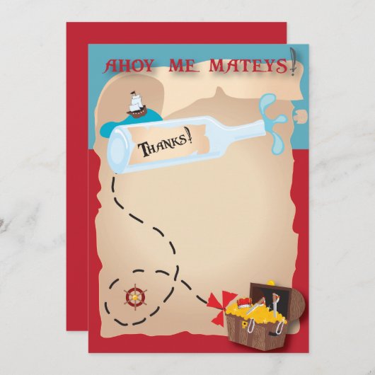 Carte de remerciements pirate (Devant / Derrière)