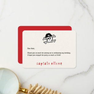 Carte De Remerciements Pirate Capitaine Anniversaire de enfant de crâne C