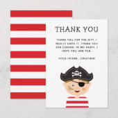 Carte De Remerciements Pirate Kids or Boy Birthday Party | Cute Childrens (Devant / Derrière)
