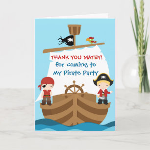 Carte De Remerciements Pirate Ship Birthday Thank You Card