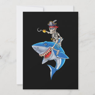 Carte De Remerciements Piratesque squelette chevauchant un requin Garçons