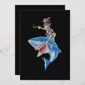Carte De Remerciements Piratesque squelette chevauchant un requin Garçons (Devant / Derrière)