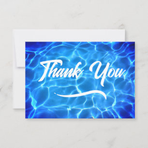 Carte De Remerciements Piscine Bleu Aqua Calligraphie Moderne