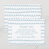 Carte De Remerciements Piscine et plage Vagues bleu marine | Anniversaire (Devant / Derrière)