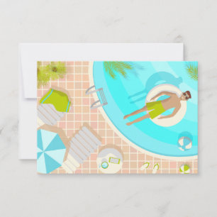 Carte De Remerciements Piscine mec sur la plage tropicale estivale vacanc