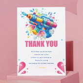 Carte De Remerciements Pistolet à Eau Fille Anniversaire Personnalisé