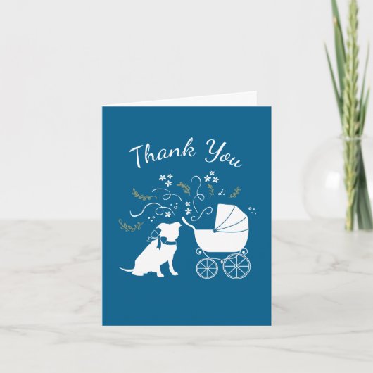 Carte De Remerciements Pit Bull Chien Baby shower Blue Boy Pitbull (Devant)