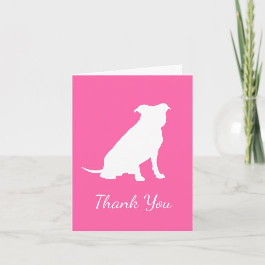 Carte De Remerciements Pit Bull Chien Baby shower rose fille Pitbull (Devant)