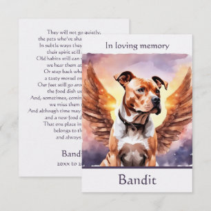 Carte De Remerciements Pitbull Memorial Poem Ailes Ajouter un nom aquarel