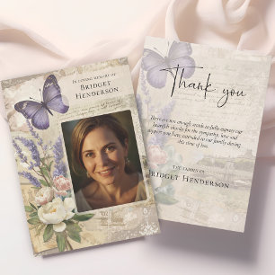Carte De Remerciements Pivoine Papillon Violet Lavande Funérailles