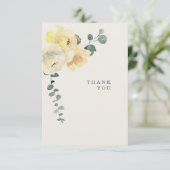 Carte De Remerciements Pivoines jaunes sarcelle et crème Obsèques Perte d (Debout devant)