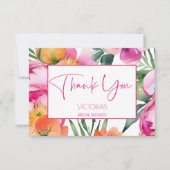 Carte De Remerciements Pivoines orange pêche rose élégantes pour une baby (Devant)