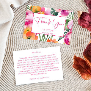 Carte De Remerciements Pivoines orange pêche rose élégantes pour une baby