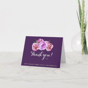 Carte De Remerciements Pivoines violettes mariage remerciement teinté de