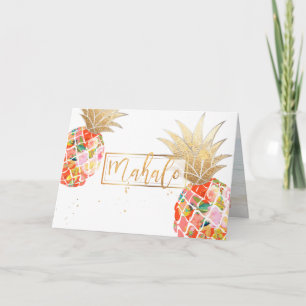 Carte De Remerciements PixDezines Aloha Pineapples/Coral/Mahalo