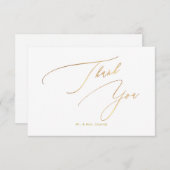 Carte De Remerciements PixDezines Calligraphie Élégante Luxe Faux Or Merc (Devant / Derrière)