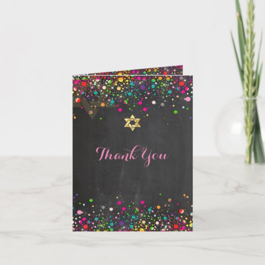 Carte De Remerciements PixDezines Chalkboard Rainbow Confetti/Merci (Devant)