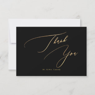 Carte De Remerciements PixDezines Elégante Calligraphie Luxe Faux Gold
