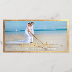 Carte De Remerciements PixDezines fausse cadre or/merci photo mariage