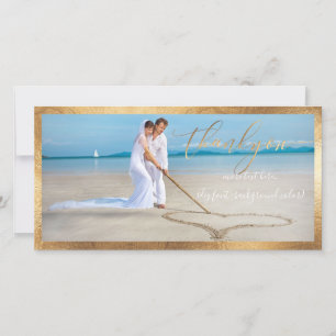 Carte De Remerciements PixDezines faux or/merci photo mariage