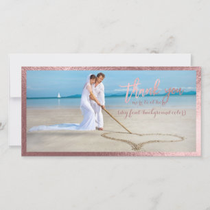 Carte De Remerciements PixDezines faux or rose/merci photo mariage