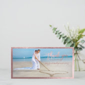 Carte De Remerciements PixDezines faux or rose/merci photo mariage (Debout devant)