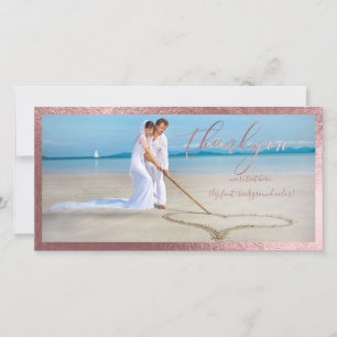 Carte De Remerciements PixDezines faux or rose/merci photo mariage