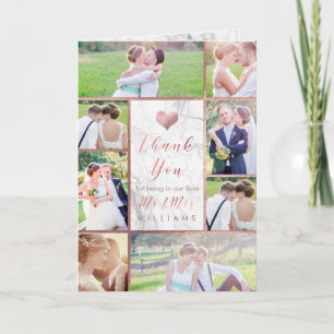 Carte De Remerciements PixDezines Faux Roses Gold Photos Merci/Marbre