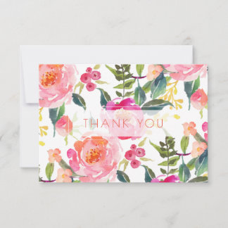 Carte De Remerciements PixDezines Fête de Mariage Aquarelle Pivoines d'Ét