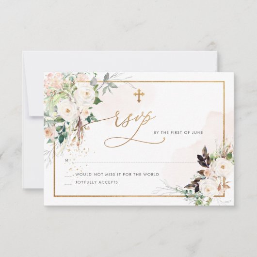 Carte De Remerciements PixDezines H2 Blush Roses RSVP (Devant)